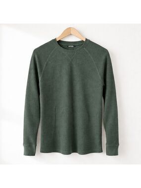5/$25 George Green Waffle Knit Long Sleeve Shirt | Men’s Small